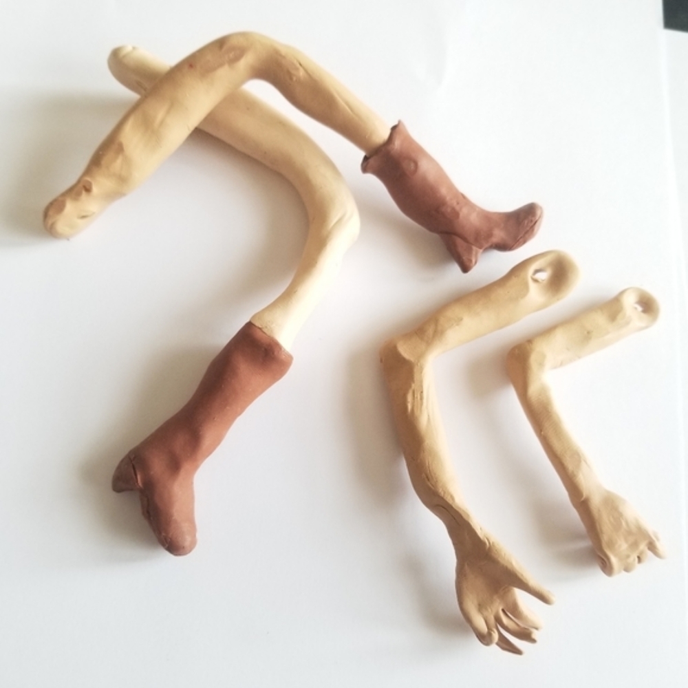 Doll Parts - polymer clay handmade cowboy boots woman girl arms and legs